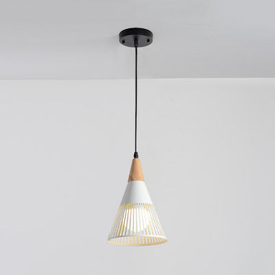 Wooden Cone Pendant Light with Modern Hollow Design - Perfect for Restaurant Decor