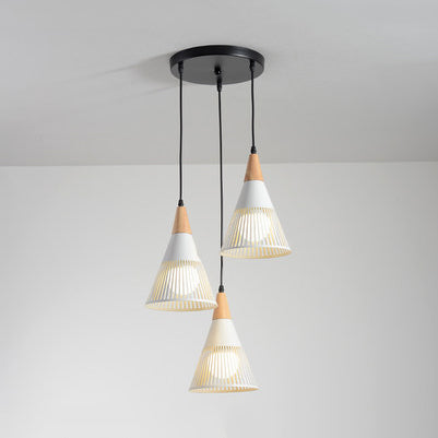 Wooden Cone Pendant Light with Modern Hollow Design - Perfect for Restaurant Decor