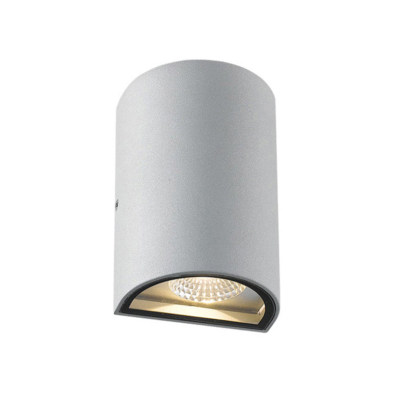LED Outdoor Wall Washer Light in Black/Gray with Half-Cylinder Aluminum Shade - Warm/White Lighting