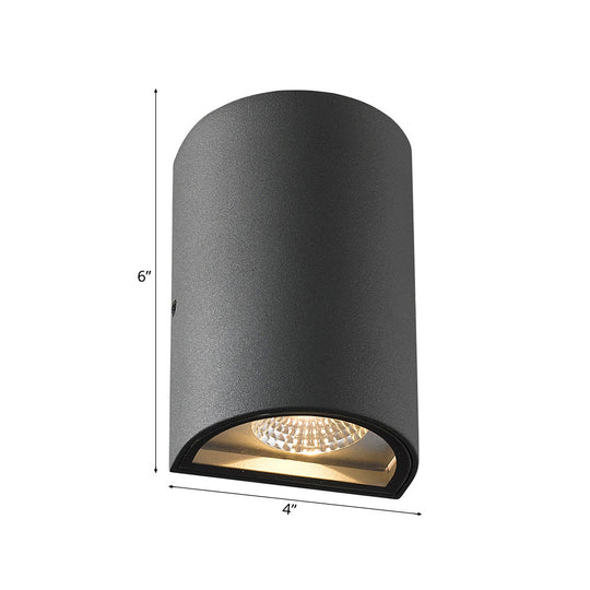 LED Outdoor Wall Washer Light in Black/Gray with Half-Cylinder Aluminum Shade - Warm/White Lighting