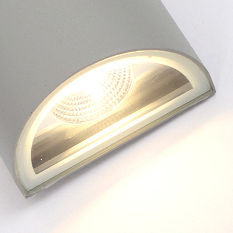 LED Outdoor Wall Washer Light in Black/Gray with Half-Cylinder Aluminum Shade - Warm/White Lighting