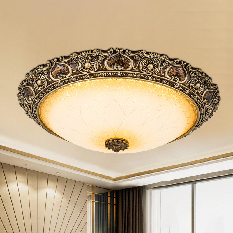 LED Farmhouse Flush Mount Light with Frosted Glass and Brown Finish - 3 Size Options and Warm/White Light