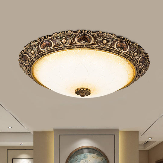 LED Farmhouse Flush Mount Light with Frosted Glass and Brown Finish - 3 Size Options and Warm/White Light