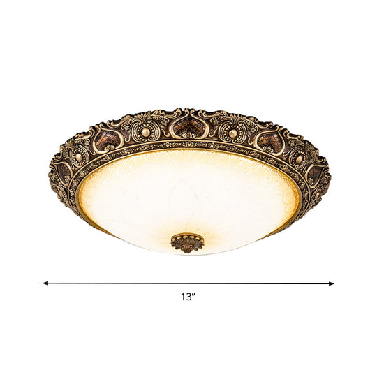 LED Farmhouse Flush Mount Light with Frosted Glass and Brown Finish - 3 Size Options and Warm/White Light