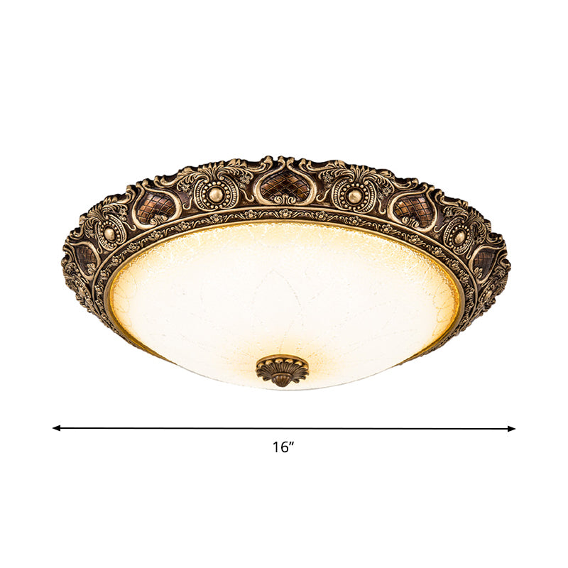 LED Farmhouse Flush Mount Light with Frosted Glass and Brown Finish - 3 Size Options and Warm/White Light