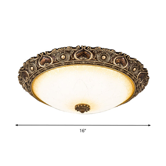 LED Farmhouse Flush Mount Light with Frosted Glass and Brown Finish - 3 Size Options and Warm/White Light