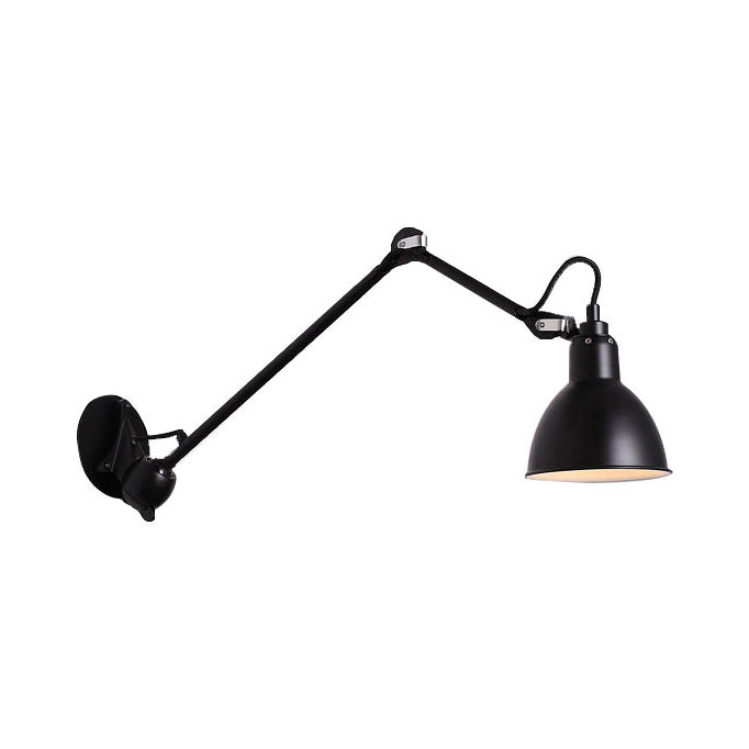 Modern Black/Gray Domed Wall Sconce Light with Adjustable Metallic Arm - 1 Head, 23.5"+8"/16"+8" Length