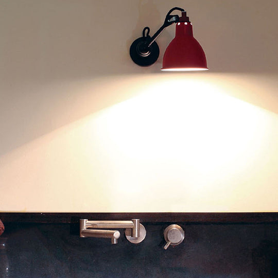 Modern Black/Gray Domed Wall Sconce Light with Adjustable Metallic Arm - 1 Head, 23.5"+8"/16"+8" Length