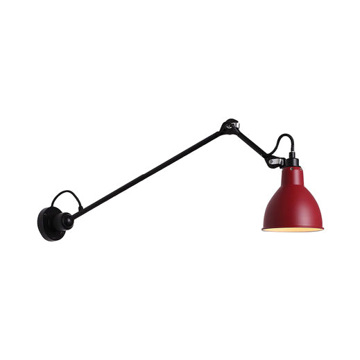 Modern Black/Gray Domed Wall Sconce Light with Adjustable Metallic Arm - 1 Head, 23.5"+8"/16"+8" Length