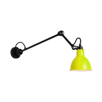 Modern Black/Gray Domed Wall Sconce Light with Adjustable Metallic Arm - 1 Head, 23.5"+8"/16"+8" Length