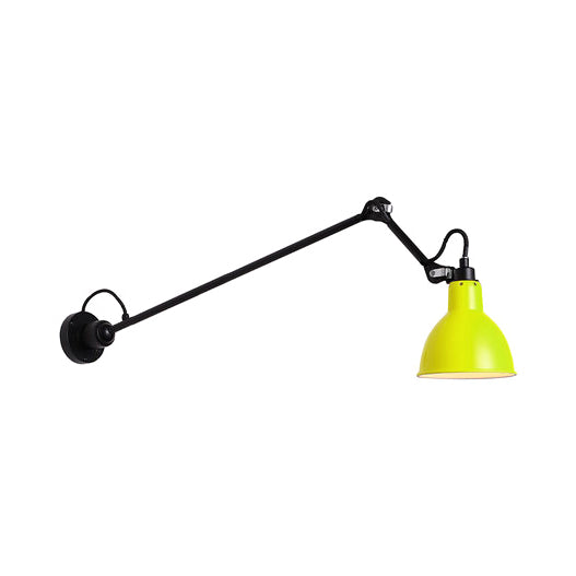 Modern Black/Gray Domed Wall Sconce Light with Adjustable Metallic Arm - 1 Head, 23.5"+8"/16"+8" Length