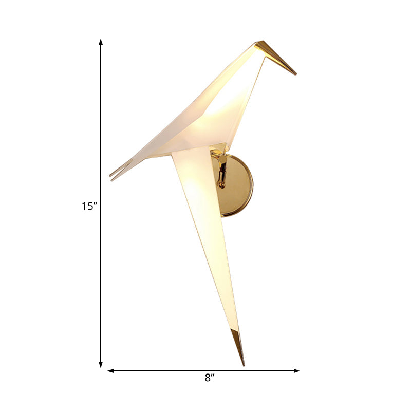 1/2-Light Dining Room Sconce with Birdie Plastic Shade: Modernist White Wall Lamp in Warm/White Light