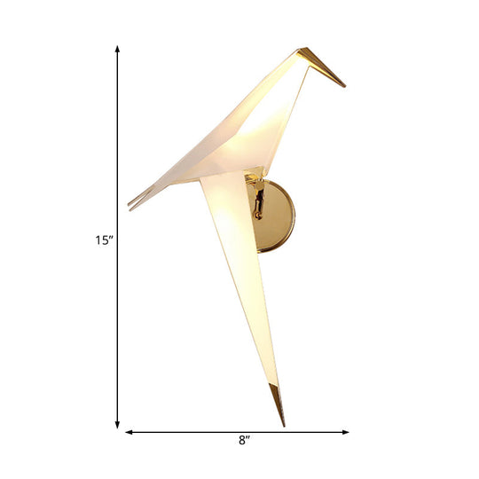 1/2-Light Dining Room Sconce with Birdie Plastic Shade: Modernist White Wall Lamp in Warm/White Light