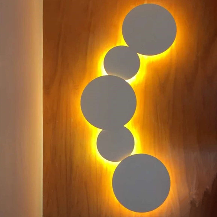 Minimalist Circle Wall Lamp with Warm/White Integrated LED Lighting in Grey/White, 47.5"/52" Wide