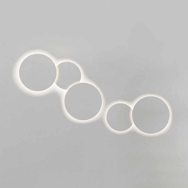 Minimalist Circle Wall Lamp with Warm/White Integrated LED Lighting in Grey/White, 47.5"/52" Wide