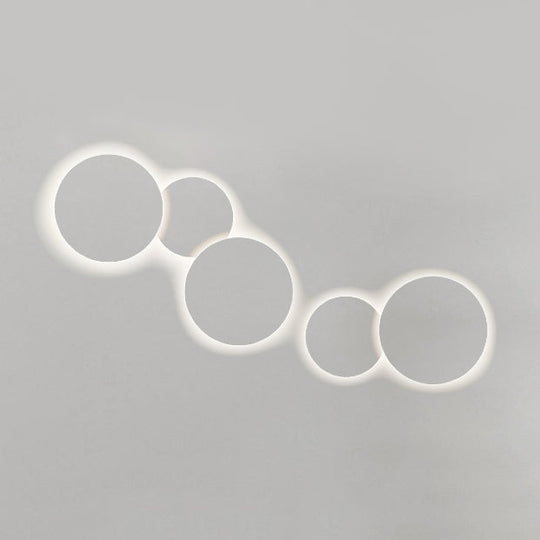 Minimalist Circle Wall Lamp with Warm/White Integrated LED Lighting in Grey/White, 47.5"/52" Wide