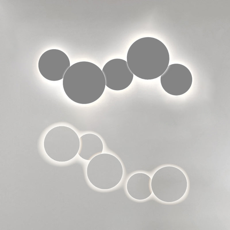 Minimalist Circle Wall Lamp with Warm/White Integrated LED Lighting in Grey/White, 47.5"/52" Wide