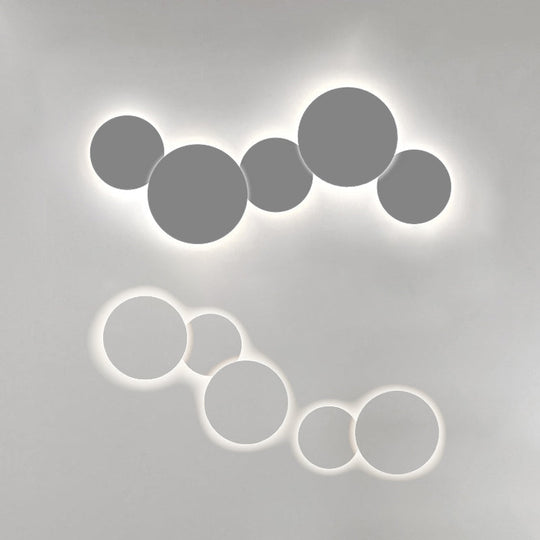 Minimalist Circle Wall Lamp with Warm/White Integrated LED Lighting in Grey/White, 47.5"/52" Wide