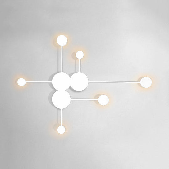 Modern Black/White Sputnik LED Wall Sconce Light Fixture with Acrylic Lamp Shades - 2/3/6 Lights in Warm/White