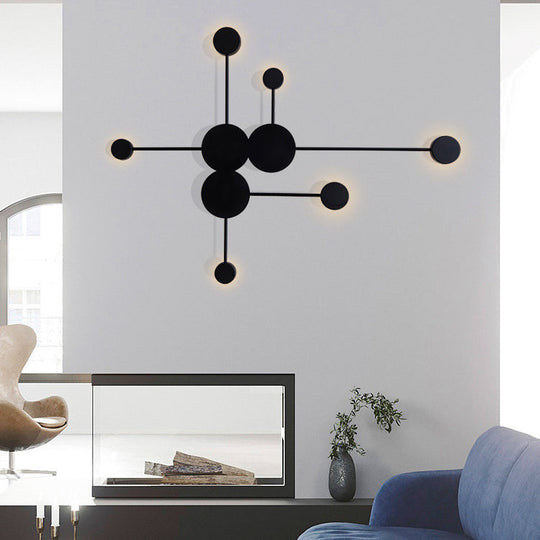 Modern Black/White Sputnik LED Wall Sconce Light Fixture with Acrylic Lamp Shades - 2/3/6 Lights in Warm/White