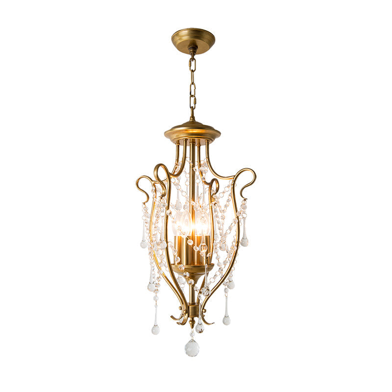 Sleek Swirled Iron Pendant Light with Crystal Stands for Dinning Hall