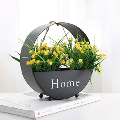 Nordic Flower/Plant Metal Wall Sconce with Hanging String Light for Restaurant Tea Shop