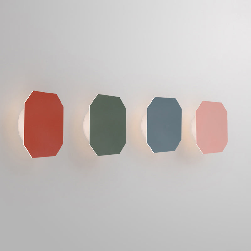 Macaron Metal Wall Sconce Light Fixture - 1 Light, White/Warm/Third Gear, Pink/Blue/Green