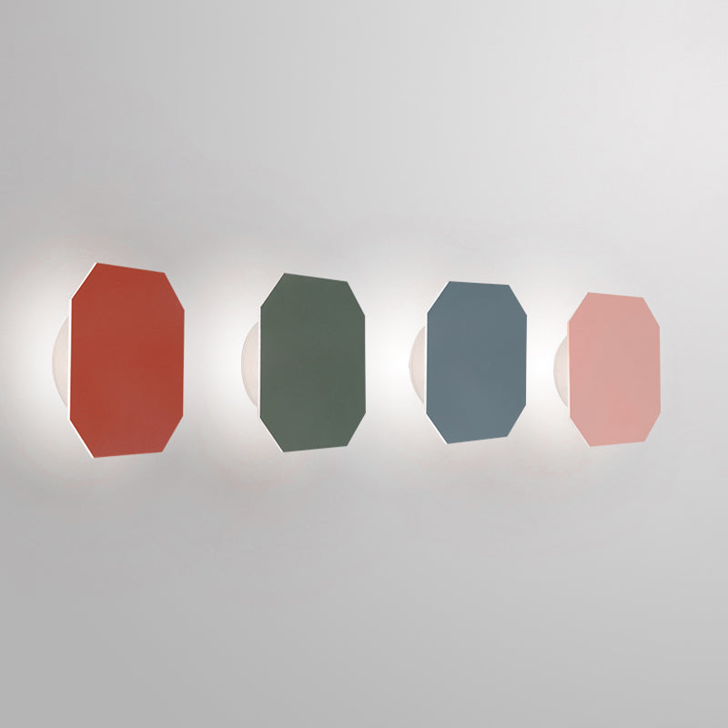 Macaron Metal Wall Sconce Light Fixture - 1 Light, White/Warm/Third Gear, Pink/Blue/Green