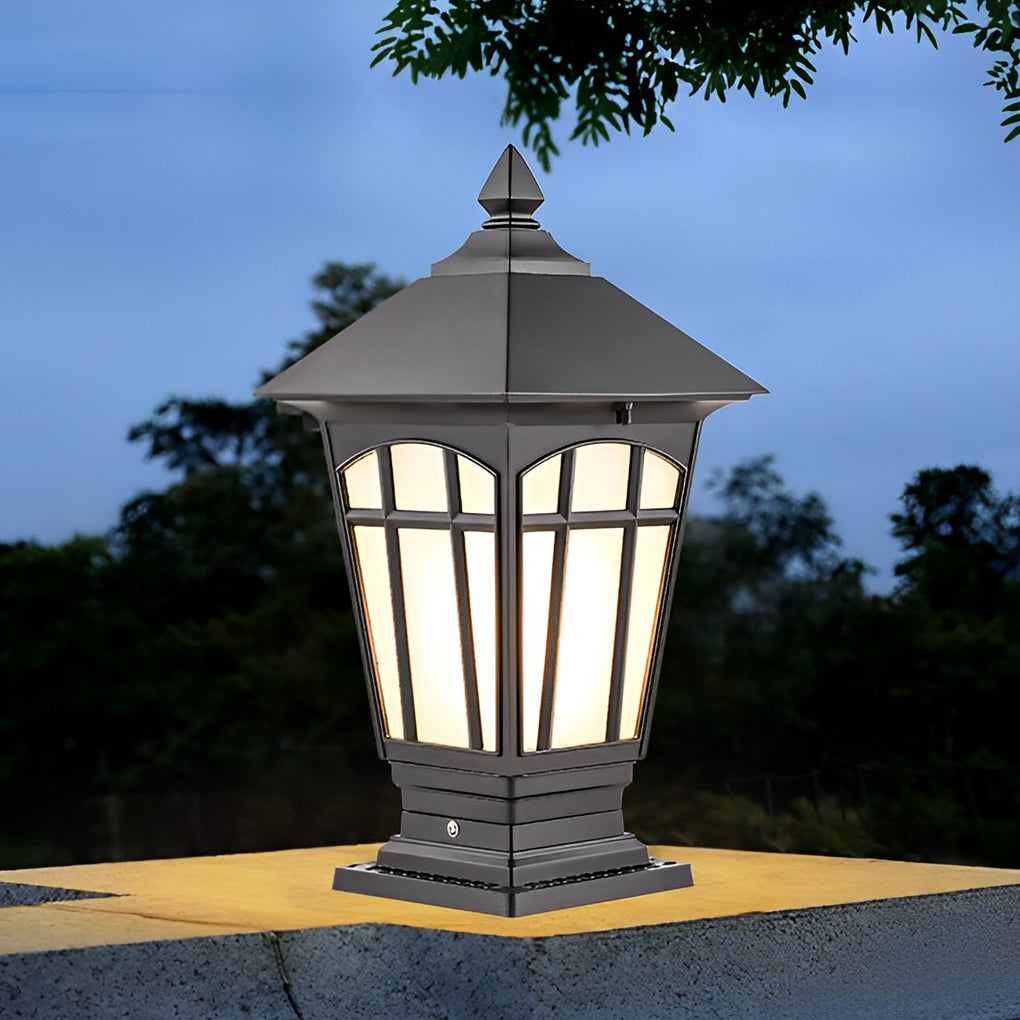 Waterproof Aluminum LED Brown Retro Solar Post Cap Lights Pillar Lamp