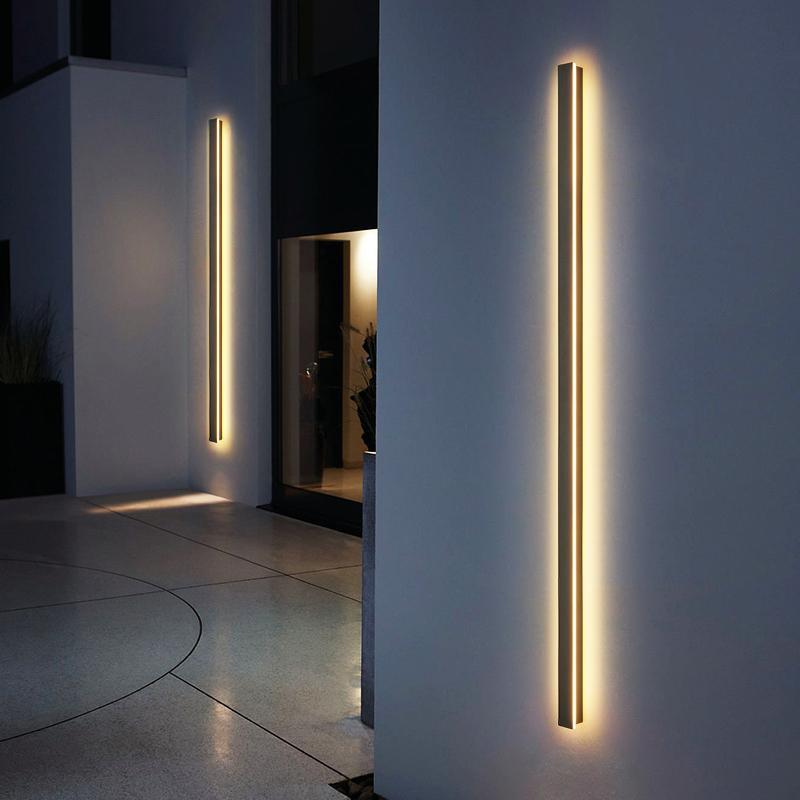 Waterproof Long Linear LED Wall Lamp Outdoor Wall Lights Black Porch Lights