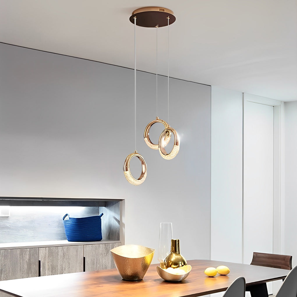 Ring Shaped LED Electroplated Metal Modern Pendant Light