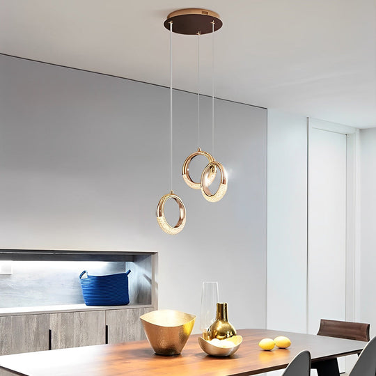 Ring Shaped LED Electroplated Metal Modern Pendant Light