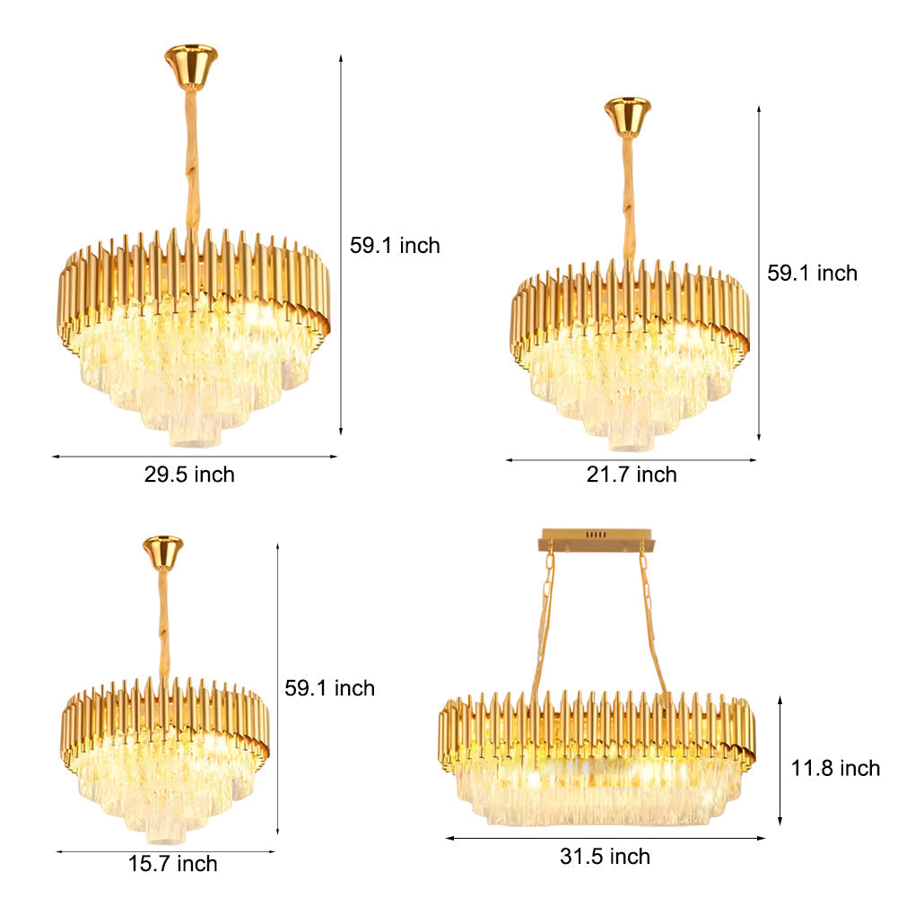 Round Oval Crystal Three Step Dimming Luxury Post Modern Chandelier