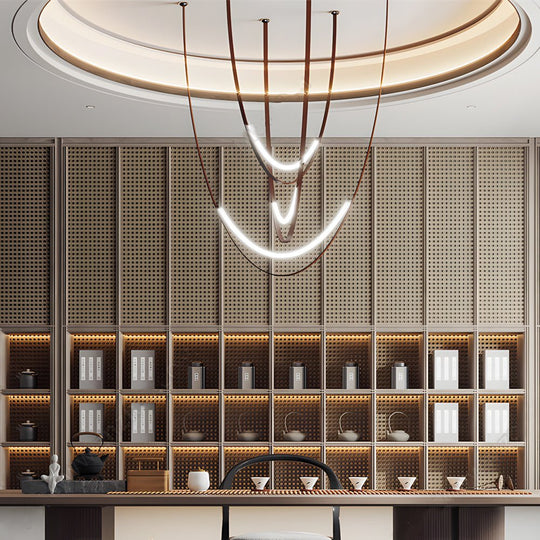 1/3 Leather Belts LED Pendant Light – Modern Staircase Chandelier