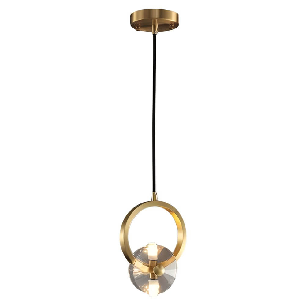 1 or 3 Light Round Copper Crystal LED Pendant Light