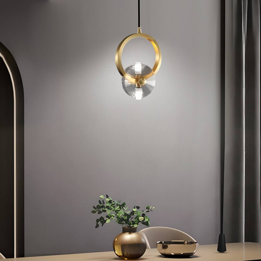 1 or 3 Light Round Copper Crystal LED Pendant Light