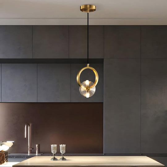 1 or 3 Light Round Copper Crystal LED Pendant Light