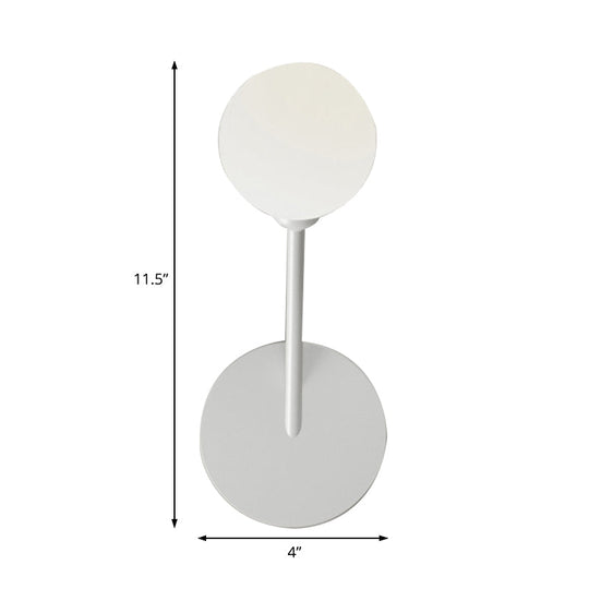 Minimalist 1 Head Frosted Glass Wall Sconce Light in White Finish for Bedroom