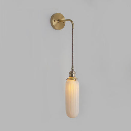 Modern Porcelain Wall Lamp with Brass Socket - White, 1 Light, 5/6/8.5 Inch Width - Ideal for Dining Room & Foyer
