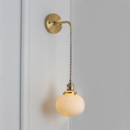 Modern Porcelain Wall Lamp with Brass Socket - White, 1 Light, 5/6/8.5 Inch Width - Ideal for Dining Room & Foyer