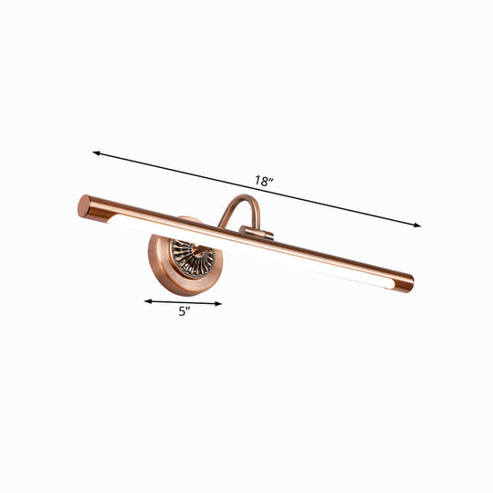 Modernist Style Tube Metal Vanity Sconce Light, LED Wall Mount Lamp (18"/22" W) in Weathered Copper/Brushed Brass - Warm/White Light