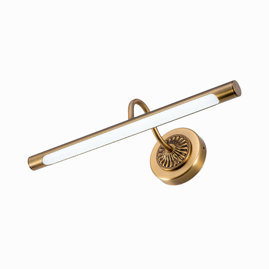 Modernist Style Tube Metal Vanity Sconce Light, LED Wall Mount Lamp (18"/22" W) in Weathered Copper/Brushed Brass - Warm/White Light