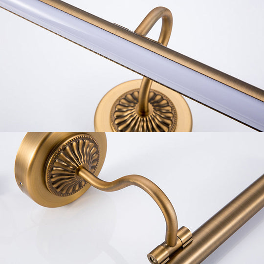 Modernist Style Tube Metal Vanity Sconce Light, LED Wall Mount Lamp (18"/22" W) in Weathered Copper/Brushed Brass - Warm/White Light