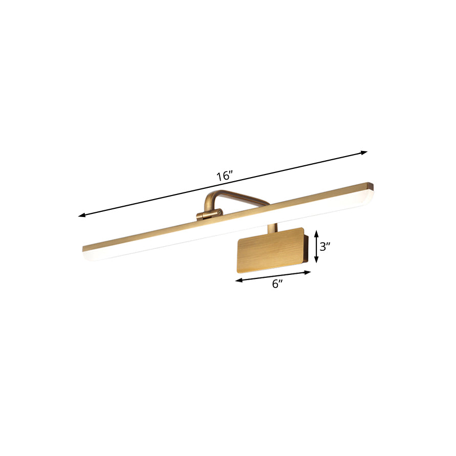 Ultra-Thin LED Indoor Wall Light - Brushed Brass Vanity Sconce in Warm/White Lighting, 16"/19.5" Width