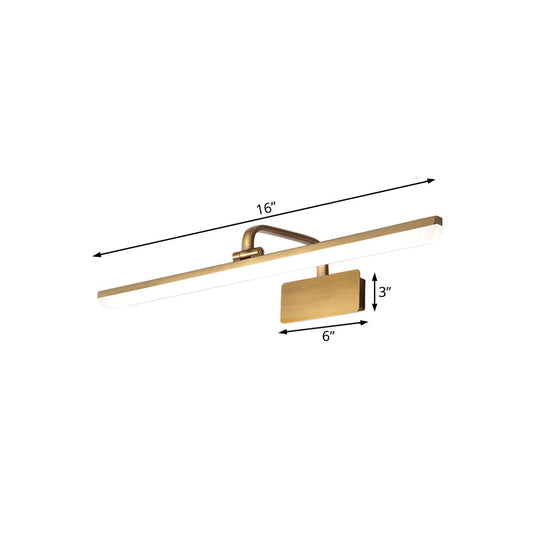 Ultra-Thin LED Indoor Wall Light - Brushed Brass Vanity Sconce in Warm/White Lighting, 16"/19.5" Width