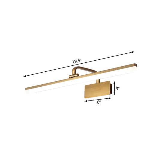 Ultra-Thin LED Indoor Wall Light - Brushed Brass Vanity Sconce in Warm/White Lighting, 16"/19.5" Width