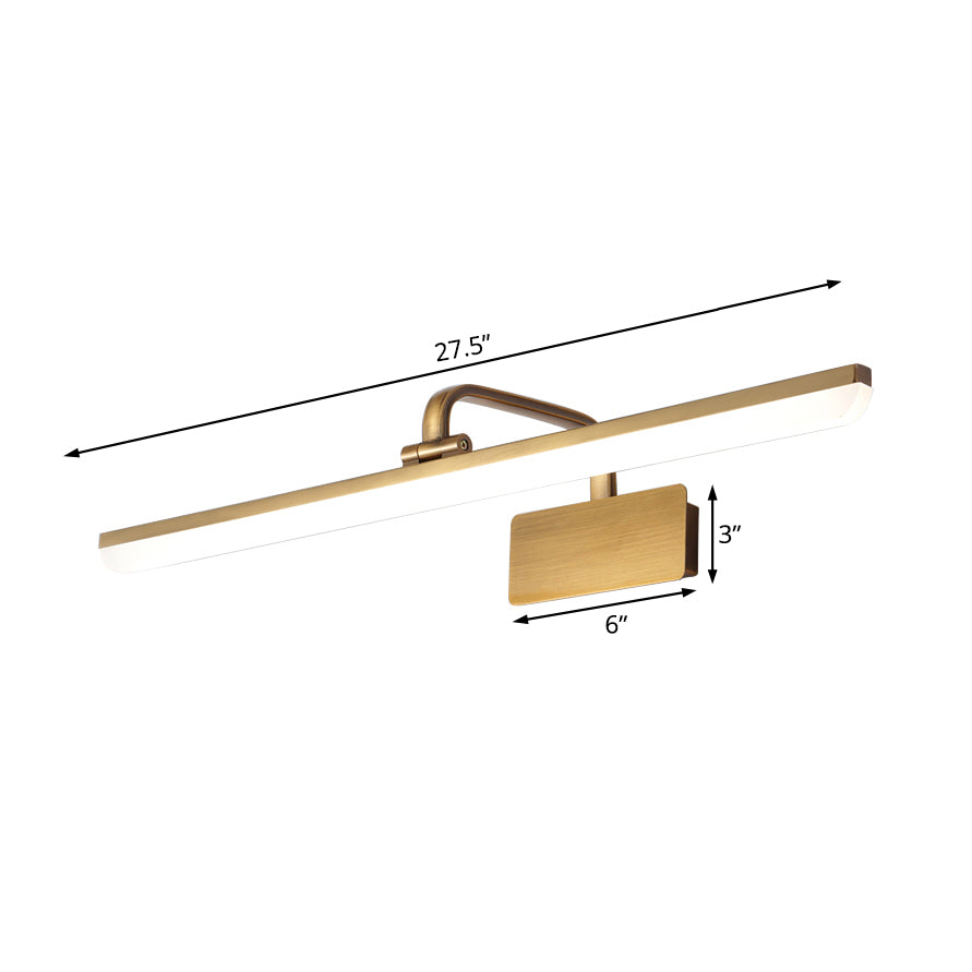 Ultra-Thin LED Indoor Wall Light - Brushed Brass Vanity Sconce in Warm/White Lighting, 16"/19.5" Width