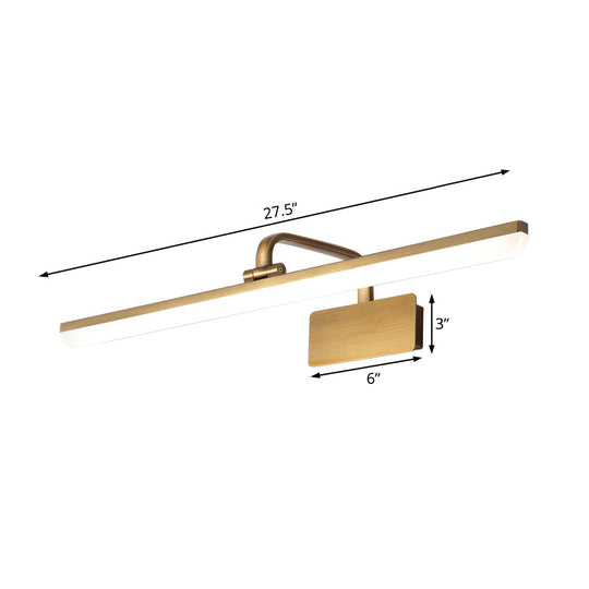 Ultra-Thin LED Indoor Wall Light - Brushed Brass Vanity Sconce in Warm/White Lighting, 16"/19.5" Width