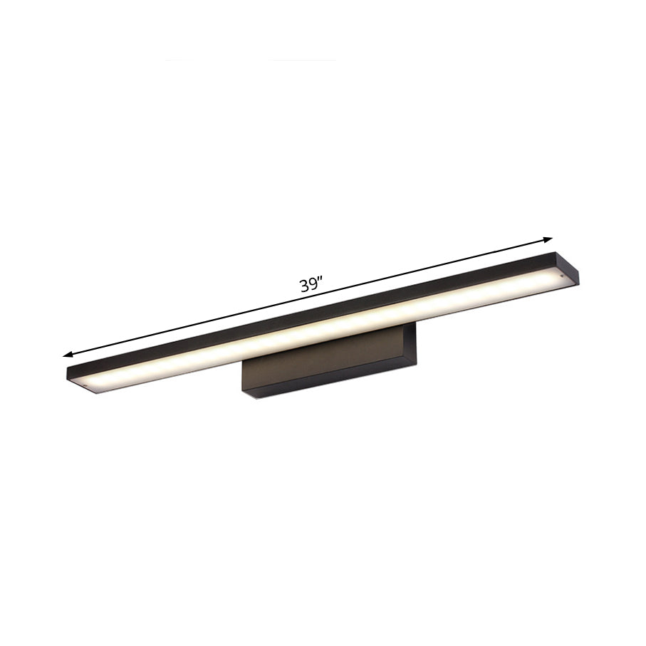 Sleek Black/White Vanity Lamp w/ Rectangular Shade & LED Acrylic Wall Light - 16"/23.5" Simplistic Fixture for Mirrors