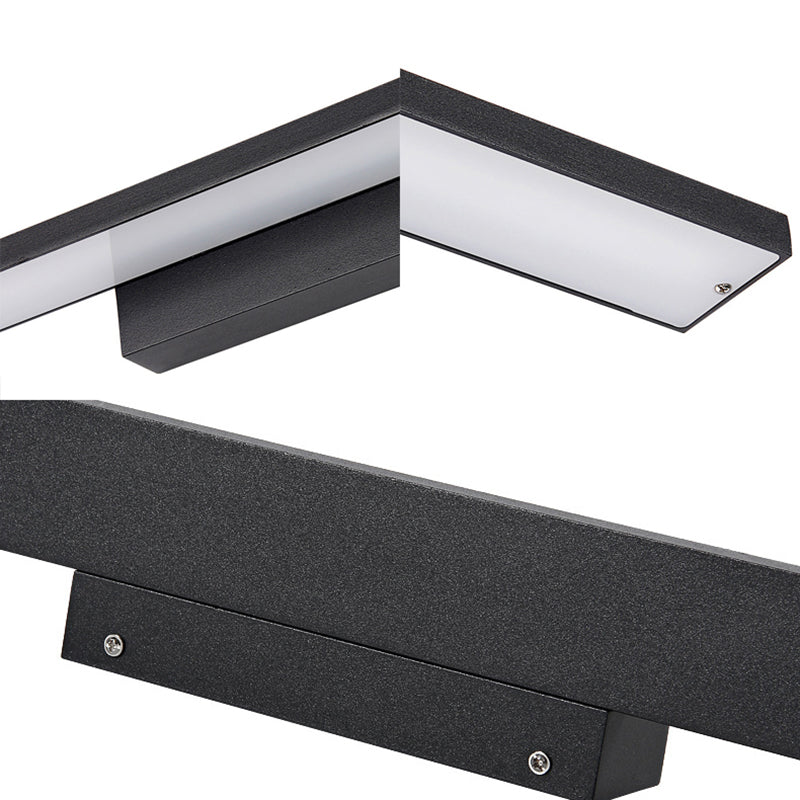 Sleek Black/White Vanity Lamp w/ Rectangular Shade & LED Acrylic Wall Light - 16"/23.5" Simplistic Fixture for Mirrors